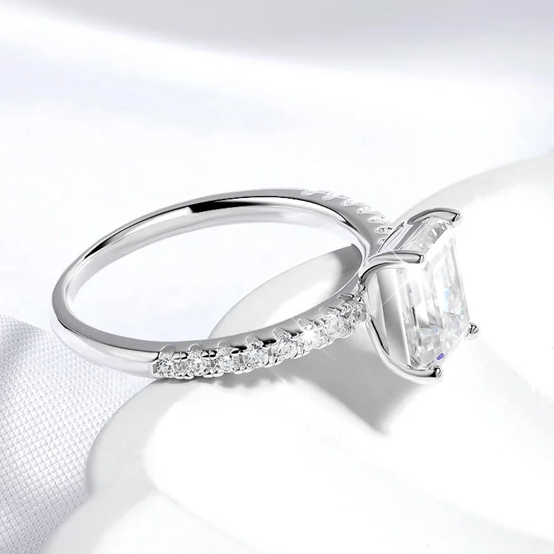 1CT 2CT Emerald/radiant Cut Moissanite Ring for Women Engagement Wedding Bride Sterling Silver 925 Jewelry GRA Certified
