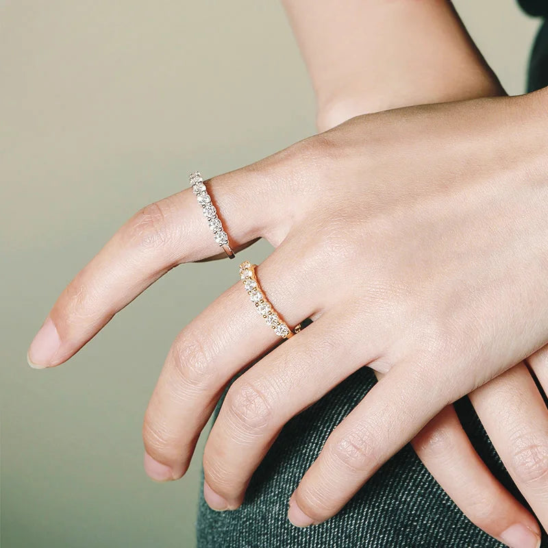 Brilliant 0.7CT Moissanite Eternity Band | 3mm Stackable Ring in S925 Sterling Silver