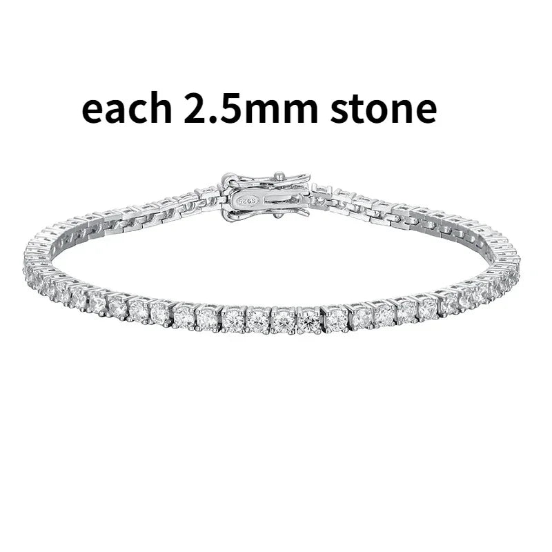 Dazzling 2-6.5mm Moissanite Tennis Bracelet for Her | Platinum-Plated 925 Sterling Silver | The Perfect Wedding, Anniversary.