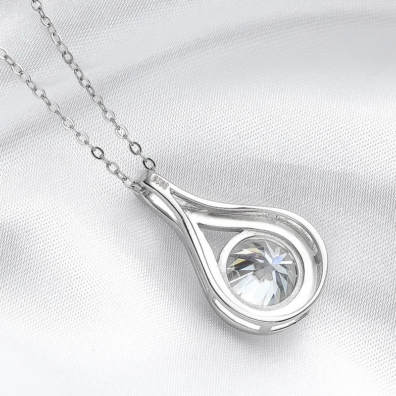 1-5ct Real Moissanite Necklace for Women Sparkling S925 Sterling Silver Jewelry Water Drop Pendant Girls Birthday Gift