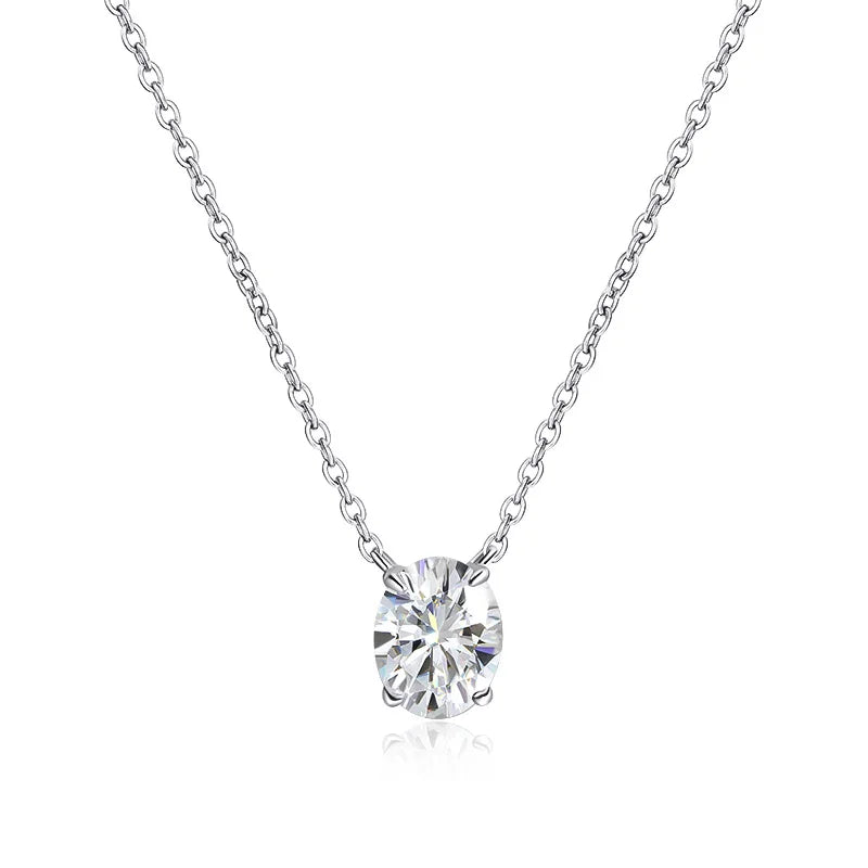 1CT 2CT 3CT Oval Cut Moissanite Necklaces for Women Jewelry 100% Real Silver Chain 925 Pandant Lab Diamond Birthday Gift
