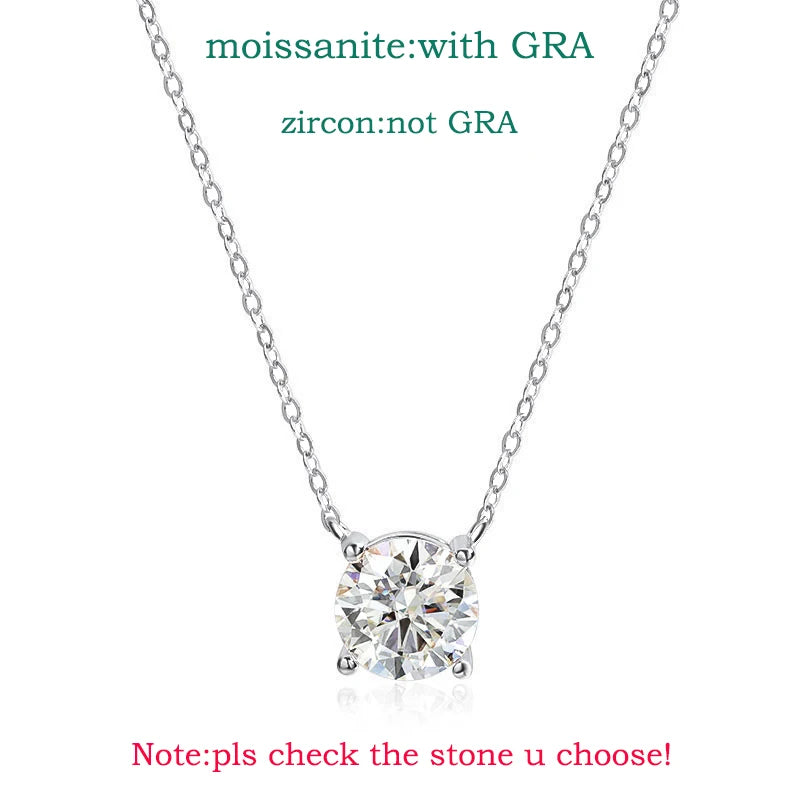 1-5CT Rose Gold Color Moissanite Necklace for Women D Color Sparkling Classic Lab Diamon Pendant Sterling Silver 925 GRA