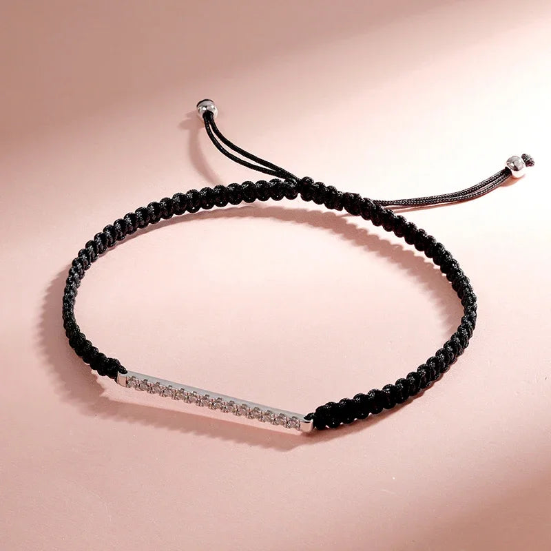 2/3mm Braided-rope Full Moissanite Bracelets for Women Men Adjustable Jewelry 100% 925 Sterling Silver Plated 18k Chain