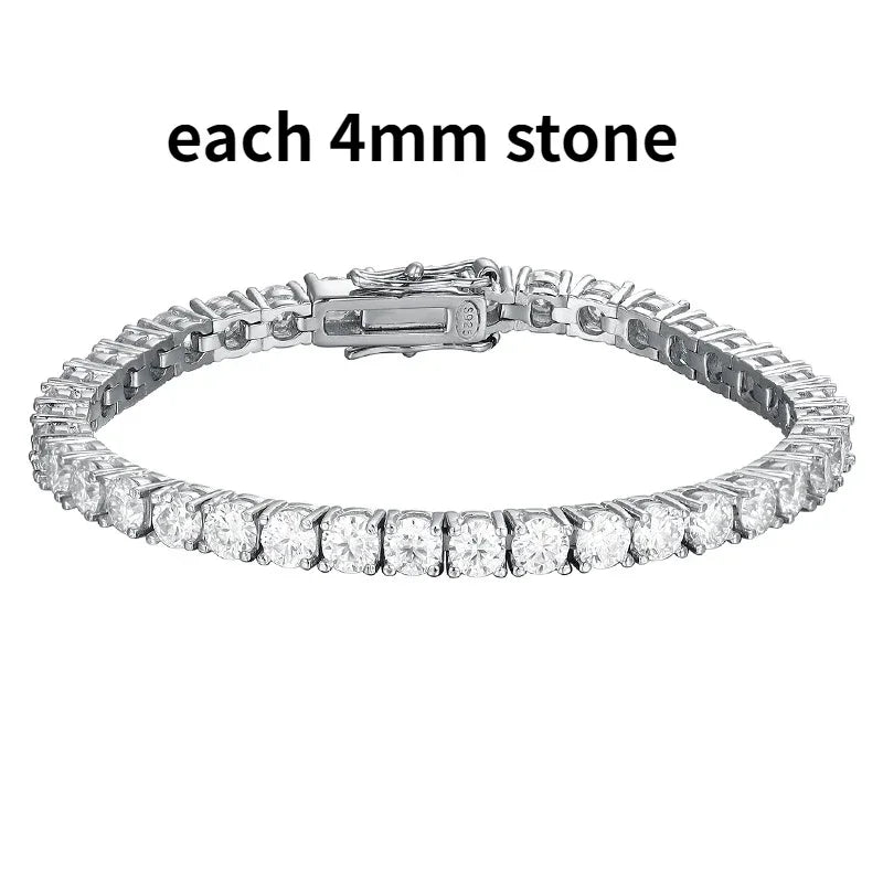 Dazzling 2-6.5mm Moissanite Tennis Bracelet for Her | Platinum-Plated 925 Sterling Silver | The Perfect Wedding, Anniversary.