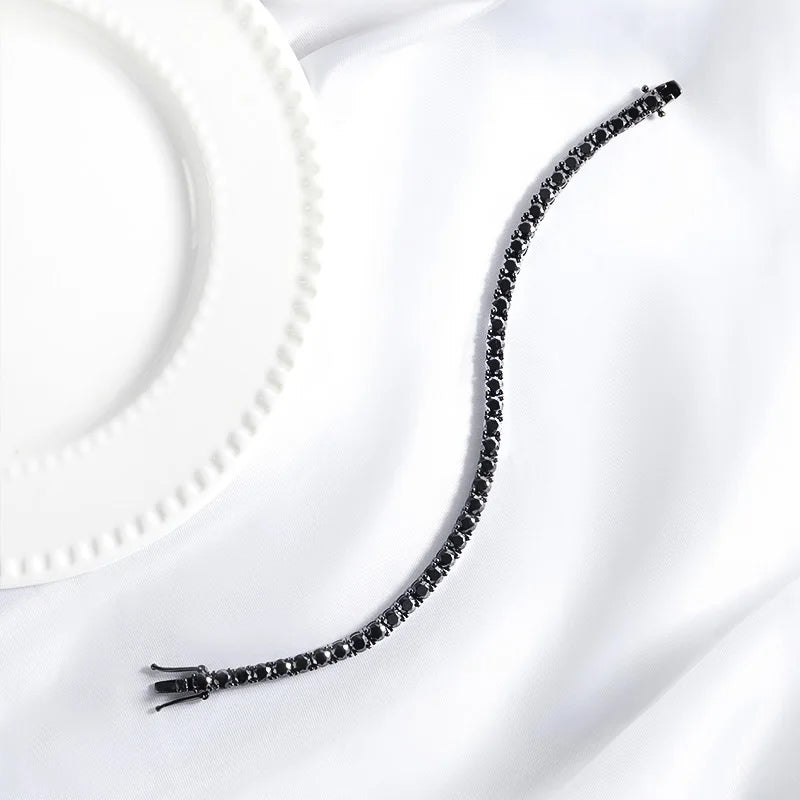 3/4/5MM Black Moissanite Tennis Bracelet for Women Hip Hop Full Diamond Men's Bracelet 100% 925 Sterling Silver Wholesale