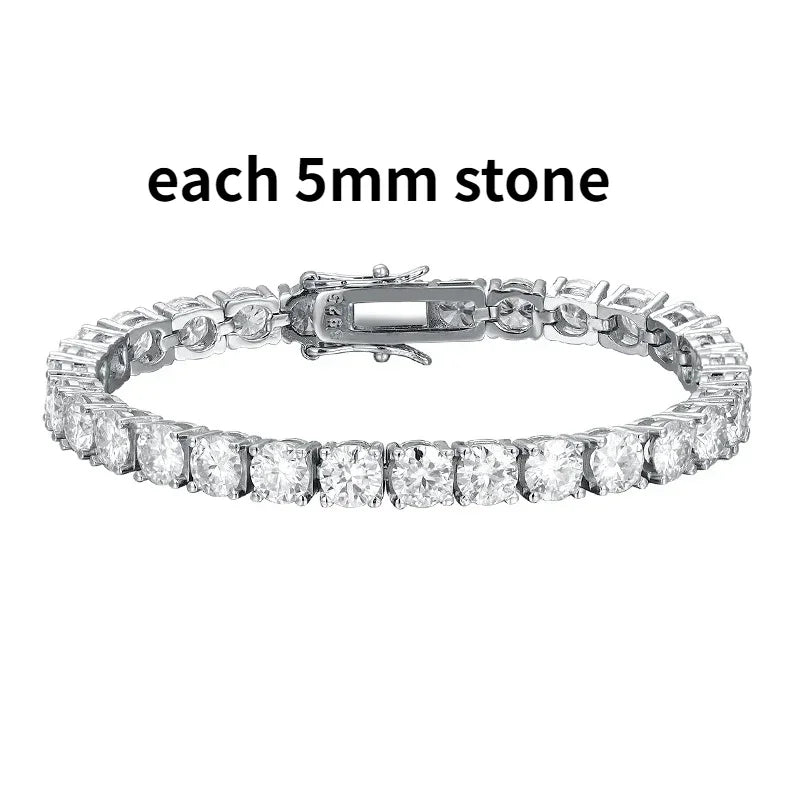 Dazzling 2-6.5mm Moissanite Tennis Bracelet for Her | Platinum-Plated 925 Sterling Silver | The Perfect Wedding, Anniversary.