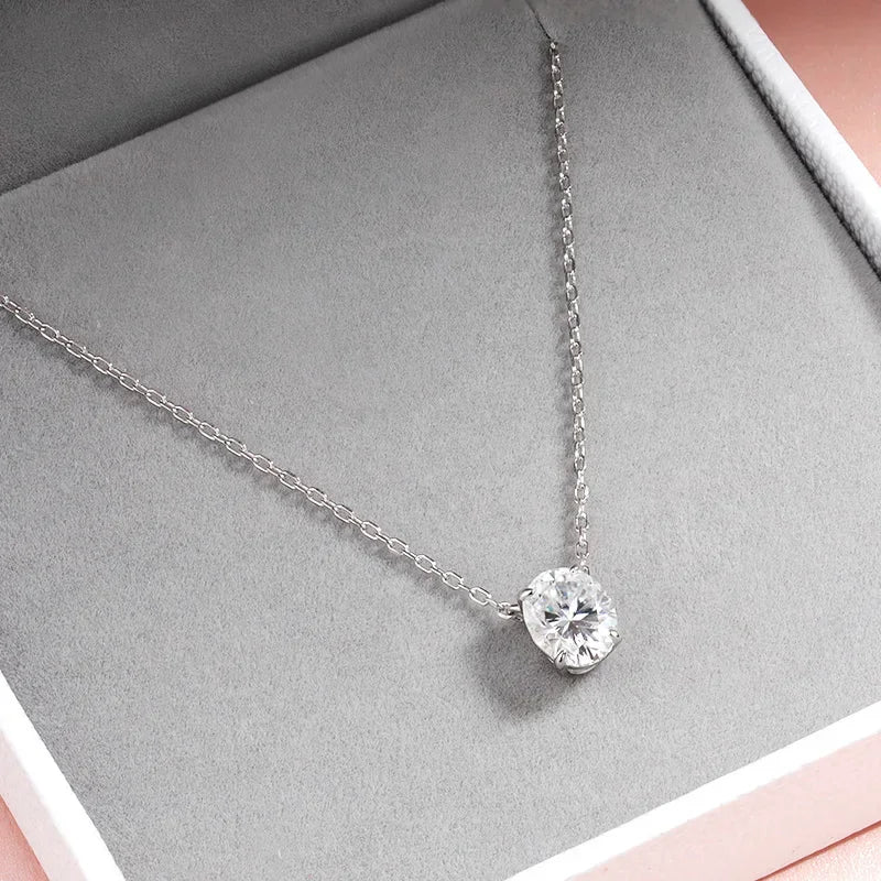 1CT 2CT 3CT Oval Cut Moissanite Necklaces for Women Jewelry 100% Real Silver Chain 925 Pandant Lab Diamond Birthday Gift