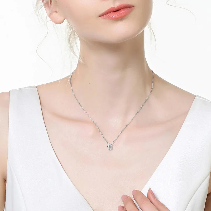 1CT 2CT 3CT Oval Cut Moissanite Necklaces for Women Jewelry 100% Real Silver Chain 925 Pandant Lab Diamond Birthday Gift