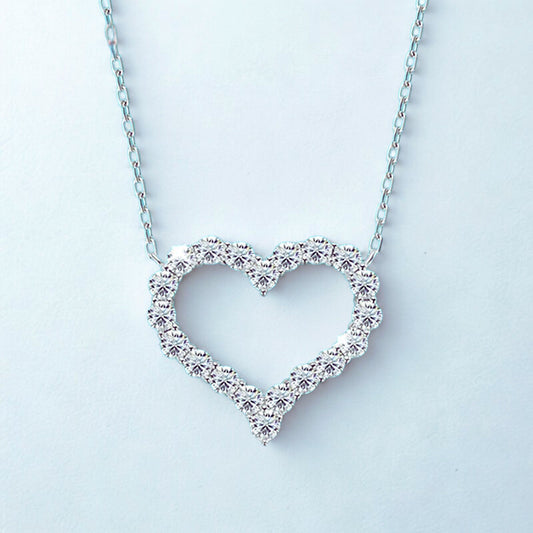 2CT Pass Tested Moissanite Heart Necklace for Women S925 Silver Plated Platinum Simulated Diamonds Pendant Birthday Gift