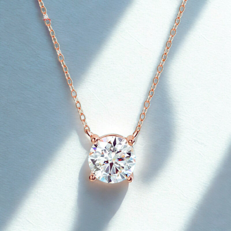 1-5CT Rose Gold Color Moissanite Necklace for Women D Color Sparkling Classic Lab Diamon Pendant Sterling Silver 925 GRA
