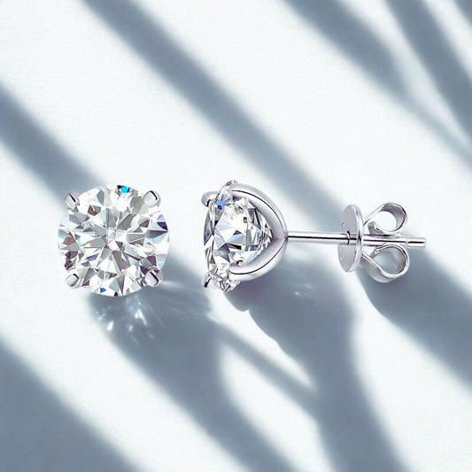 0.2-3CT Rose Gold Color Moissanite Stud Earrings for Women Sparkling Classic Wedding Lab Diamond Earring Pure 925 Silver