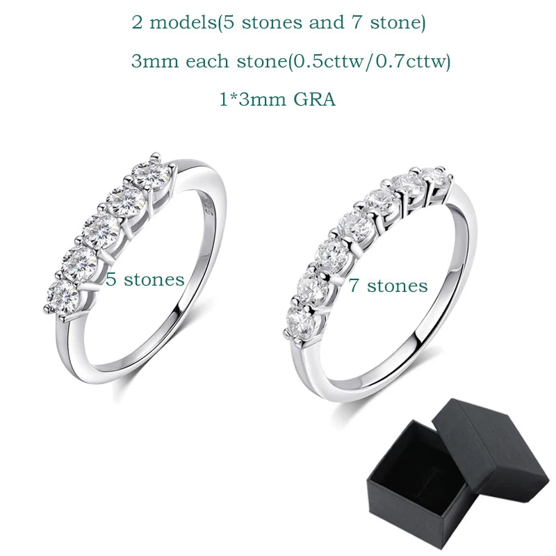 Brilliant 0.7CT Moissanite Eternity Band | 3mm Stackable Ring in S925 Sterling Silver