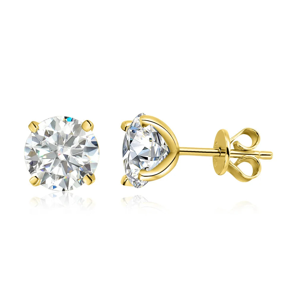 0.2-3CT Rose Gold Color Moissanite Stud Earrings for Women Sparkling Classic Wedding Lab Diamond Earring Pure 925 Silver