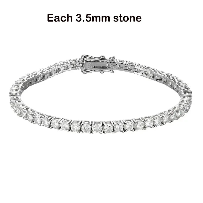 Dazzling 2-6.5mm Moissanite Tennis Bracelet for Her | Platinum-Plated 925 Sterling Silver | The Perfect Wedding, Anniversary.