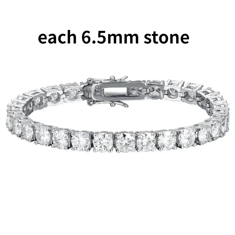 Dazzling 2-6.5mm Moissanite Tennis Bracelet for Her | Platinum-Plated 925 Sterling Silver | The Perfect Wedding, Anniversary.