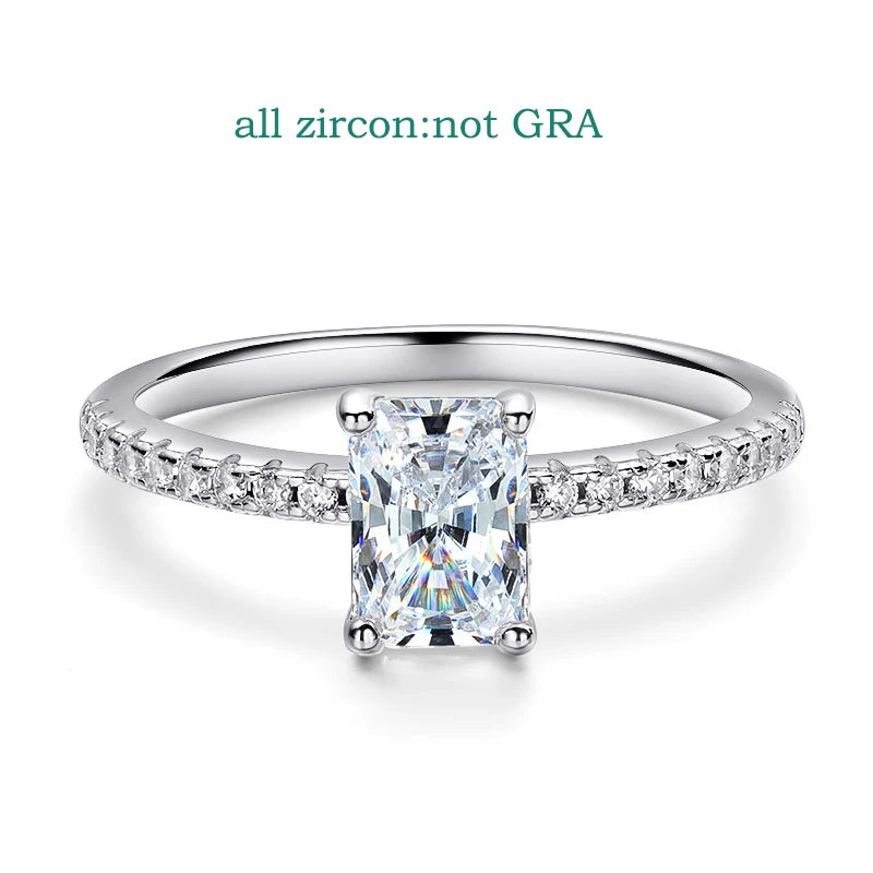 1CT 2CT Emerald/radiant Cut Moissanite Ring for Women Engagement Wedding Bride Sterling Silver 925 Jewelry GRA Certified