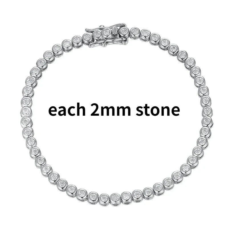 Dazzling 2-6.5mm Moissanite Tennis Bracelet for Her | Platinum-Plated 925 Sterling Silver | The Perfect Wedding, Anniversary.
