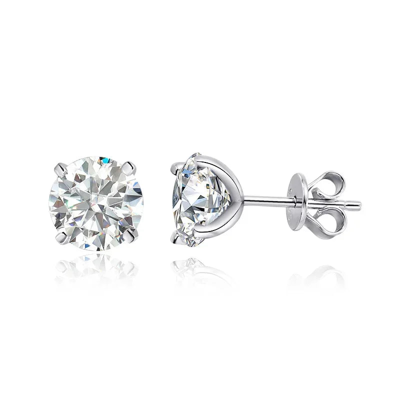 0.2-3CT Rose Gold Color Moissanite Stud Earrings for Women Sparkling Classic Wedding Lab Diamond Earring Pure 925 Silver