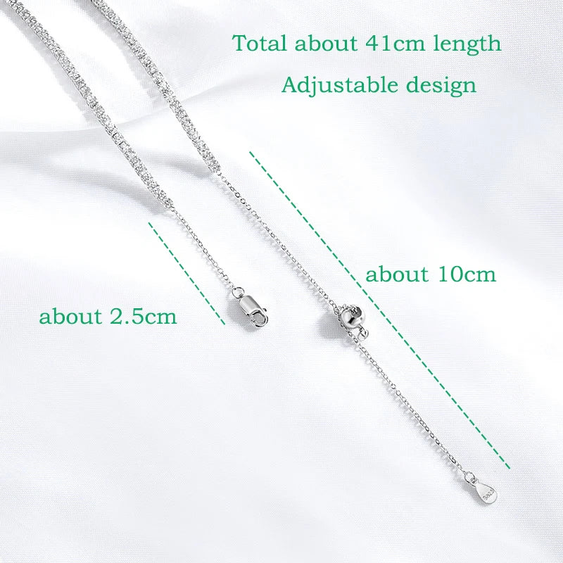 "Brilliant Cut 2mm Moissanite Tennis Necklace | Solid 925 Sterling Silver | Adjustable Choker for Women"