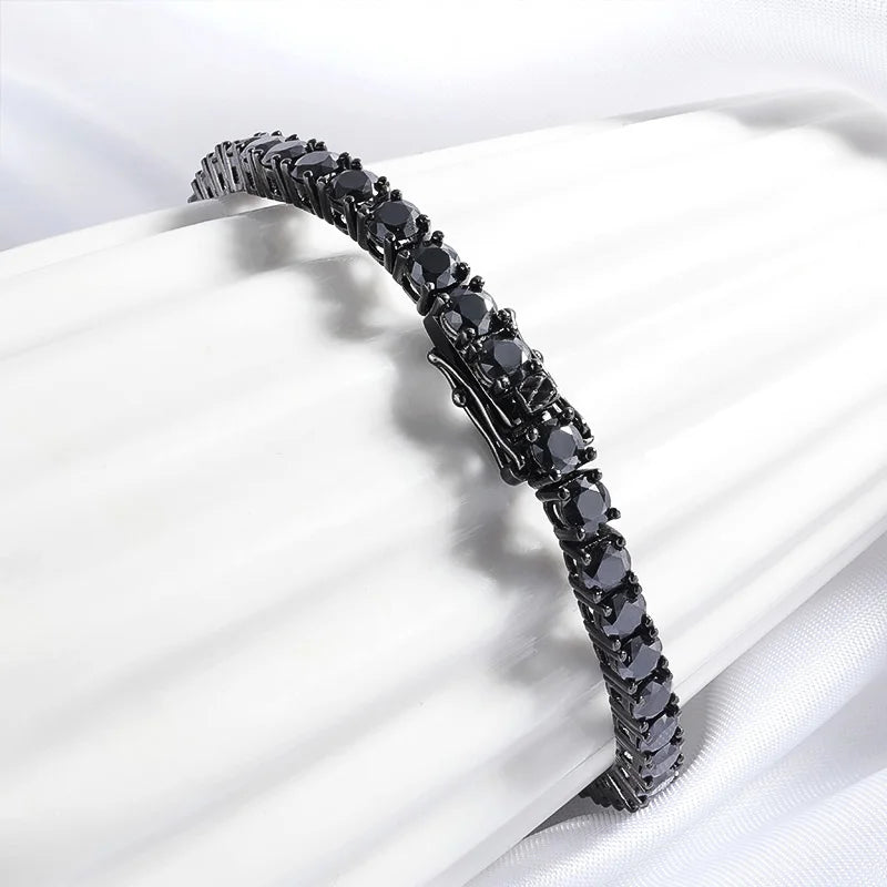 3/4/5MM Black Moissanite Tennis Bracelet for Women Hip Hop Full Diamond Men's Bracelet 100% 925 Sterling Silver Wholesale