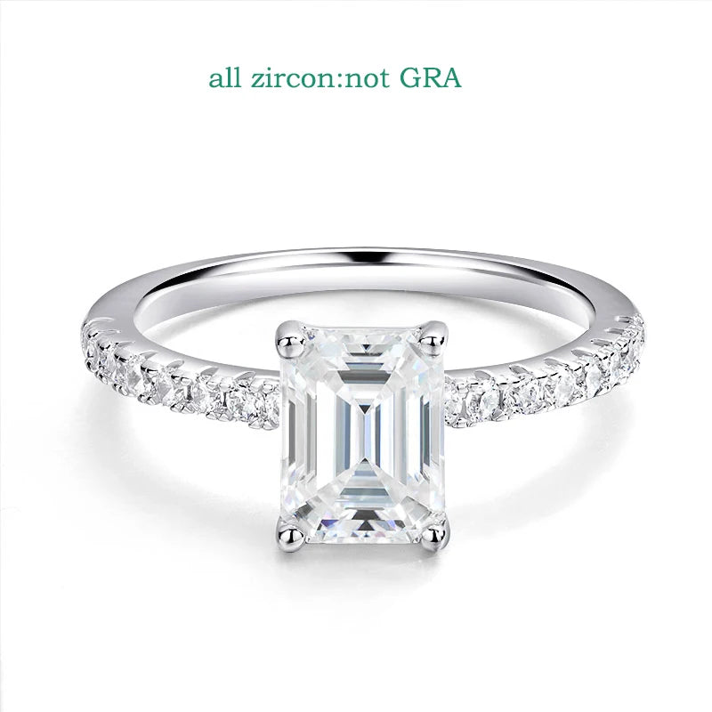 1CT 2CT Emerald/radiant Cut Moissanite Ring for Women Engagement Wedding Bride Sterling Silver 925 Jewelry GRA Certified
