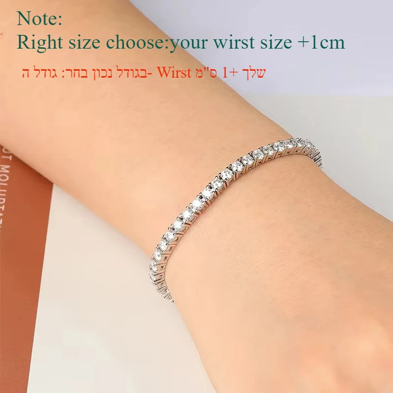 Dazzling 2-6.5mm Moissanite Tennis Bracelet for Her | Platinum-Plated 925 Sterling Silver | The Perfect Wedding, Anniversary.