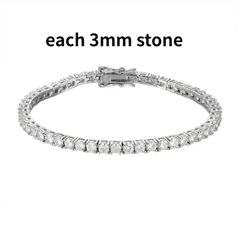 Dazzling 2-6.5mm Moissanite Tennis Bracelet for Her | Platinum-Plated 925 Sterling Silver | The Perfect Wedding, Anniversary.