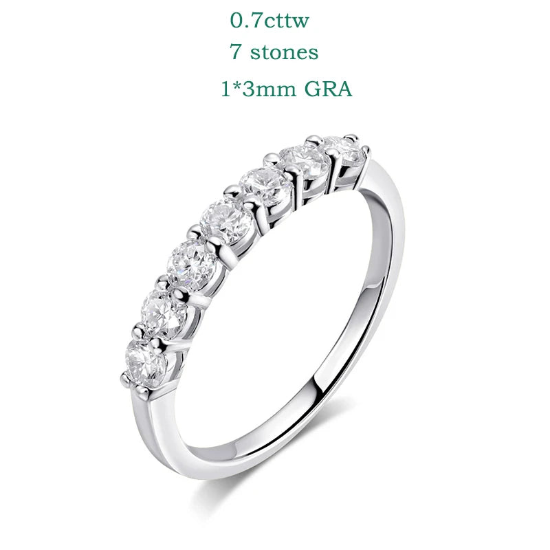 Brilliant 0.7CT Moissanite Eternity Band | 3mm Stackable Ring in S925 Sterling Silver