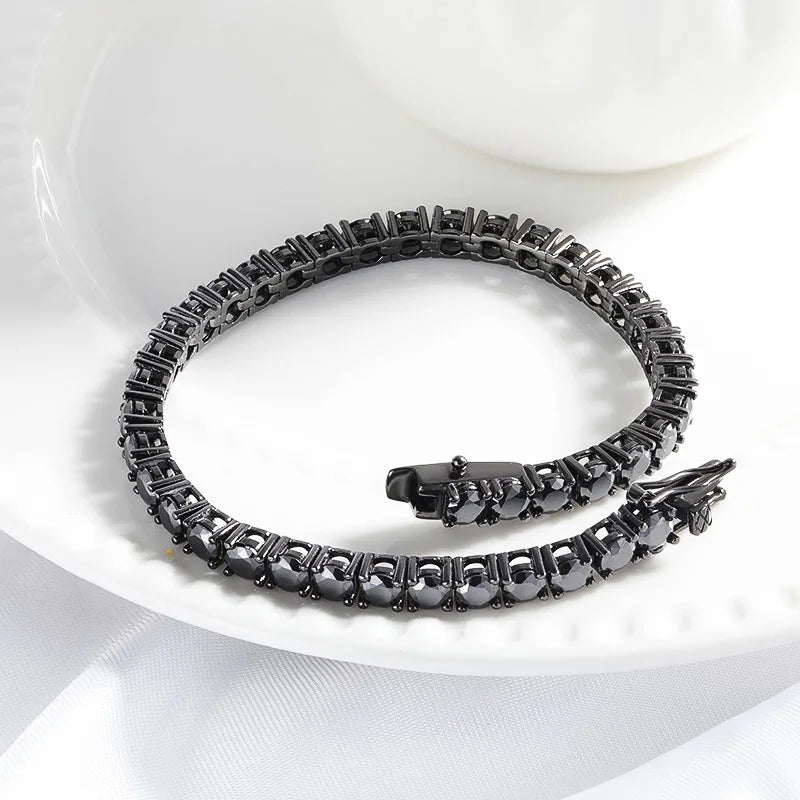 3/4/5MM Black Moissanite Tennis Bracelet for Women Hip Hop Full Diamond Men's Bracelet 100% 925 Sterling Silver Wholesale