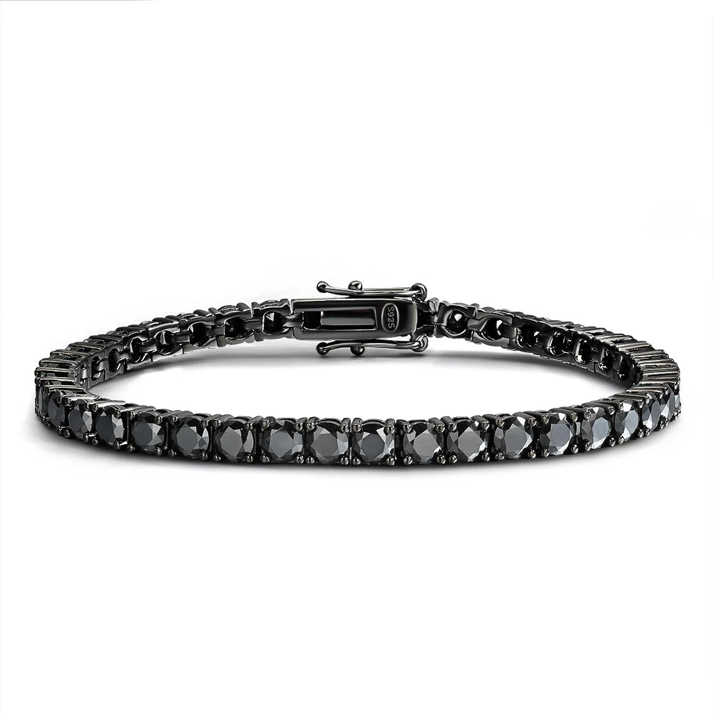 3/4/5MM Black Moissanite Tennis Bracelet for Women Hip Hop Full Diamond Men's Bracelet 100% 925 Sterling Silver Wholesale