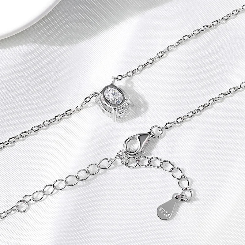 1CT 2CT 3CT Oval Cut Moissanite Necklaces for Women Jewelry 100% Real Silver Chain 925 Pandant Lab Diamond Birthday Gift