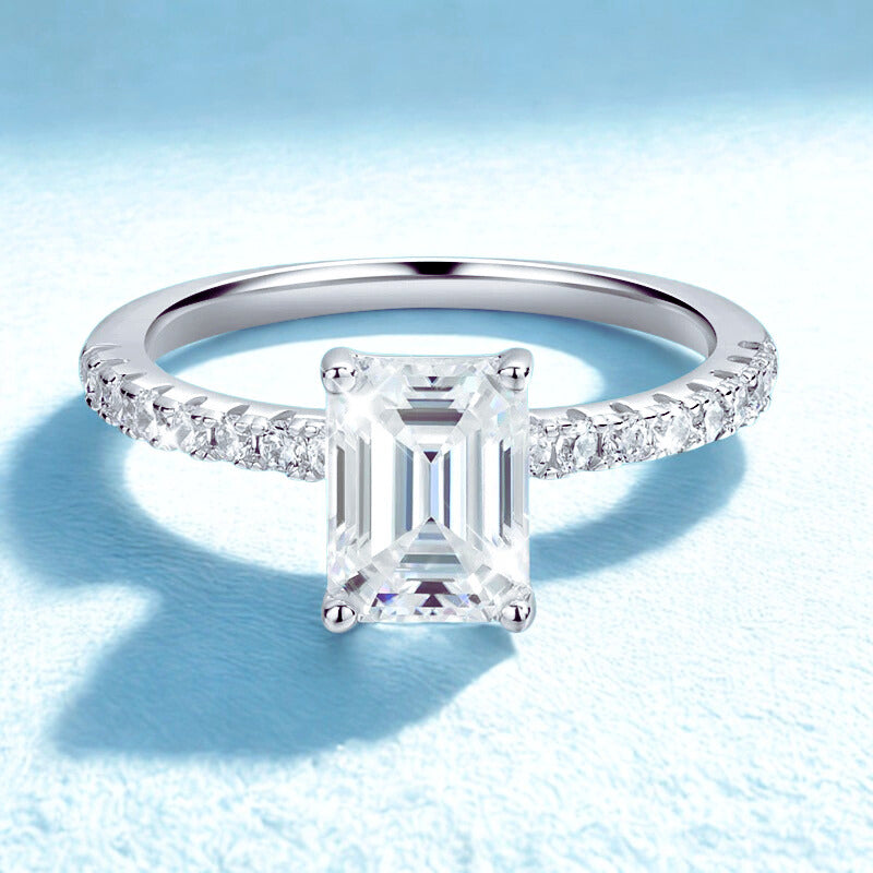 1CT 2CT Emerald/radiant Cut Moissanite Ring for Women Engagement Wedding Bride Sterling Silver 925 Jewelry GRA Certified
