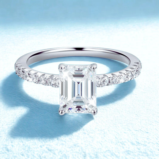 1CT 2CT Emerald/radiant Cut Moissanite Ring for Women Engagement Wedding Bride Sterling Silver 925 Jewelry GRA Certified